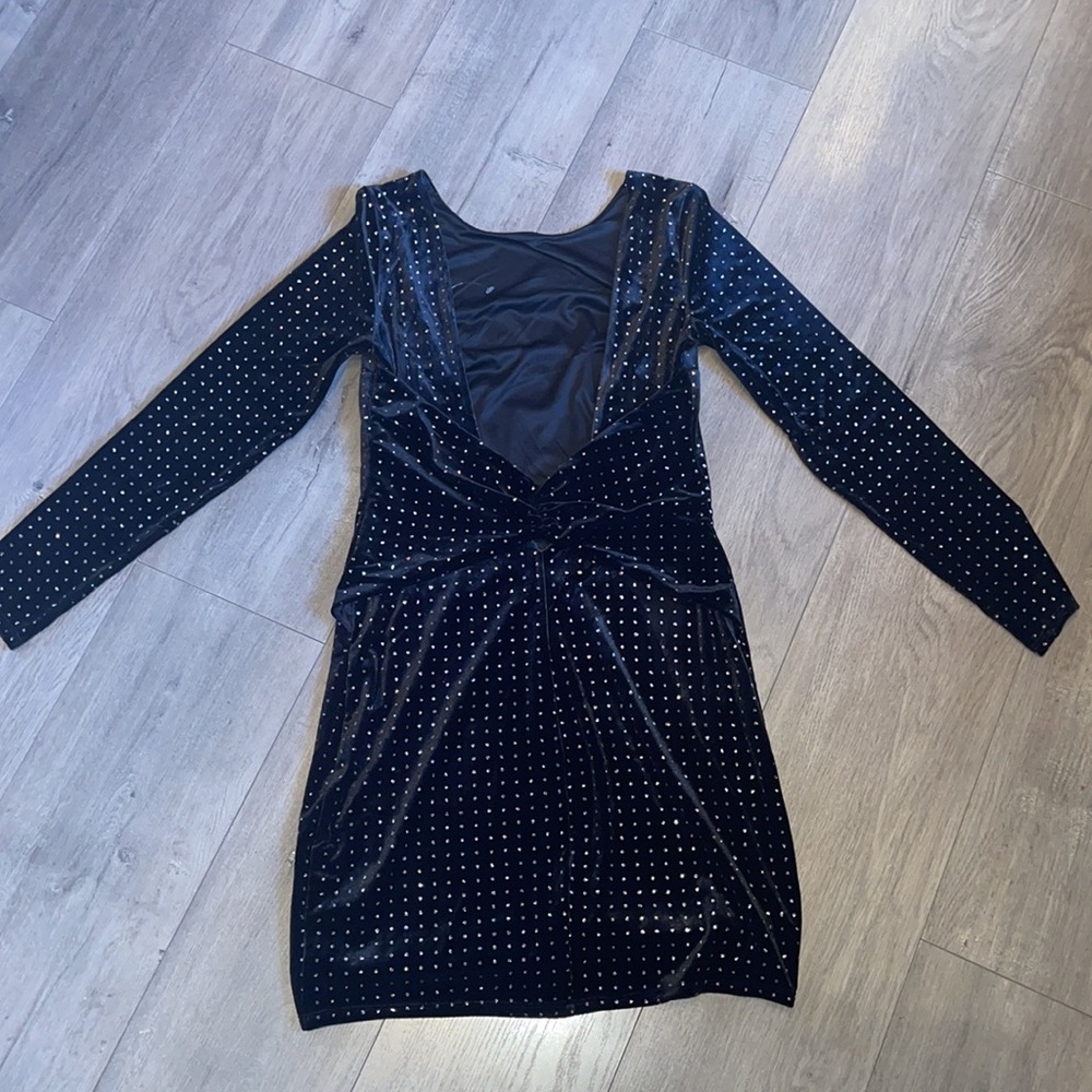 Express Velvet Little Black Dress with Sparkling Details - Picture 4 of 7
